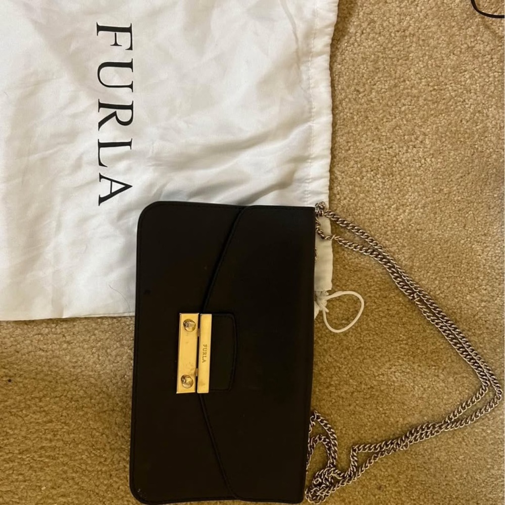 Furla Black Bag with Gold Hardware